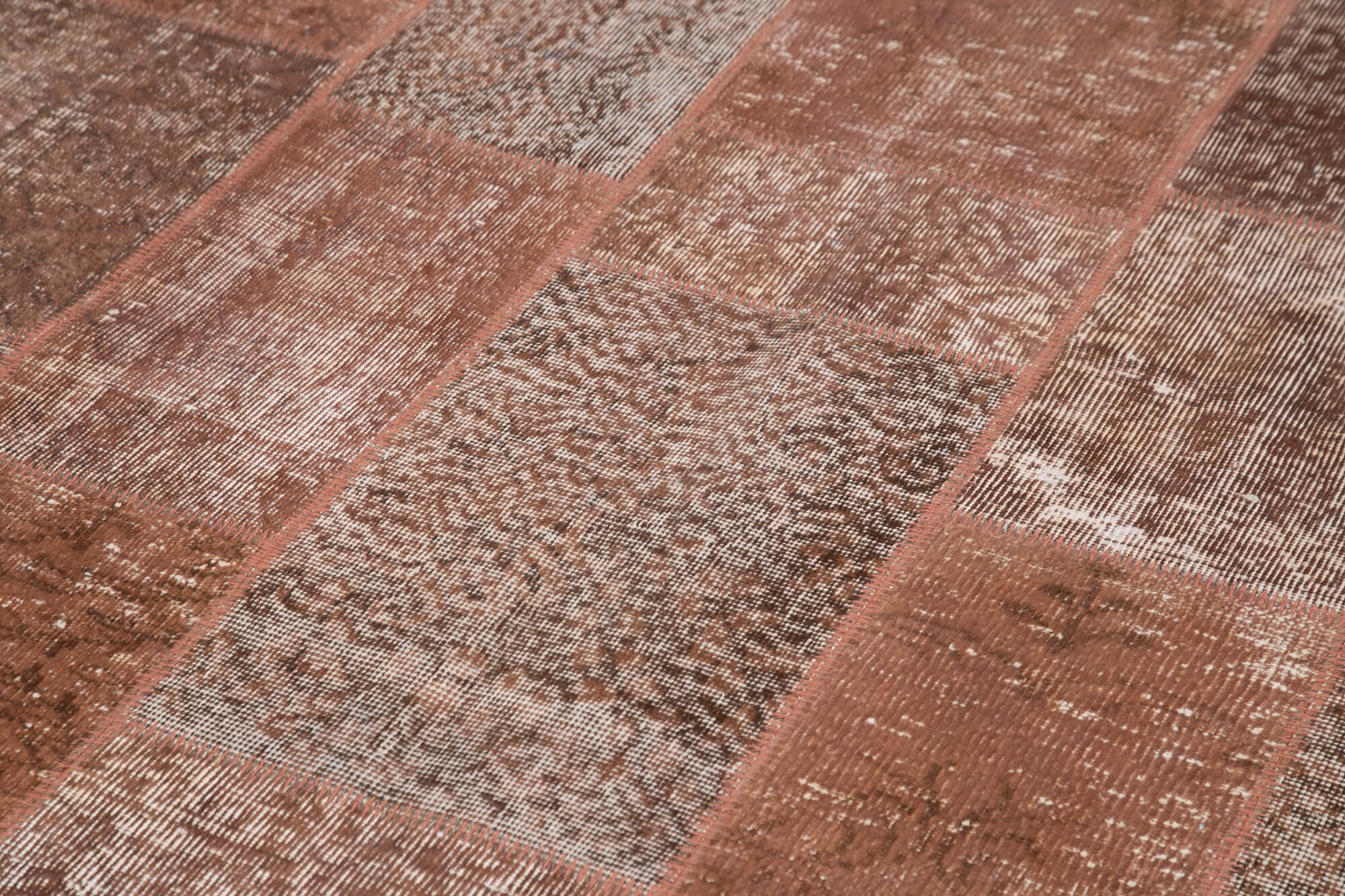 Handwoven Oriental Overdyed 198 cm x 300 cm Brown Patchwork Carpet