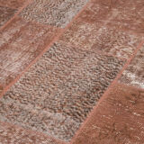 Handwoven Oriental Overdyed 198 cm x 300 cm Brown Patchwork Carpet