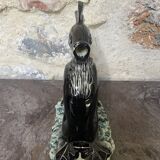 Sculpture poisson vintage céramique barbotine noir ancien art déco XXème