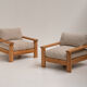 Chaises longues modernes minimalistes en bois naturel, Italie, années 1970