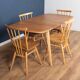 Retro Blonde Ercol Model 383 Dining Table & Four Stick Back Kitchen Dining Chairs