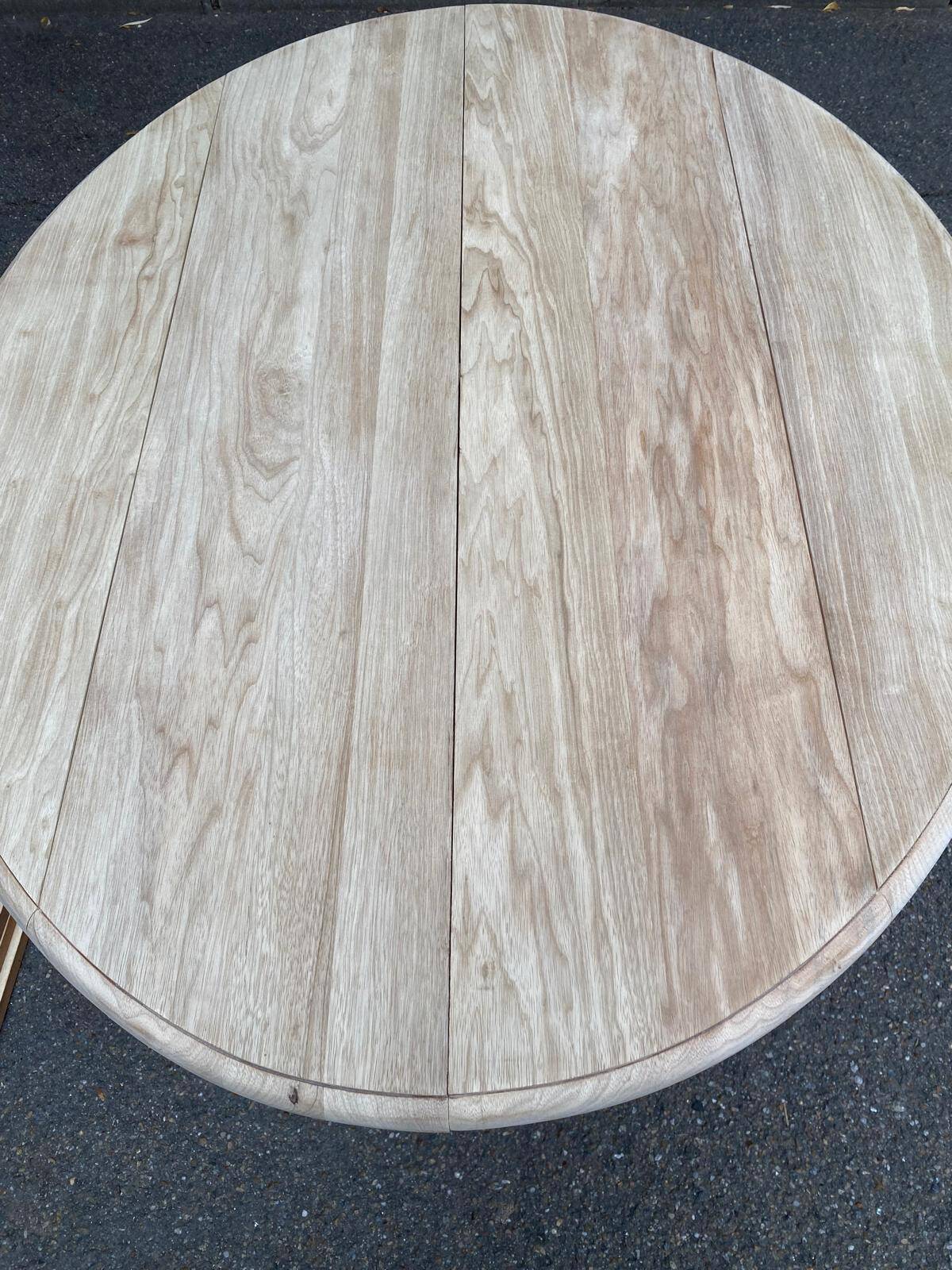 Renovated Louis Philippe round extendable dining table with flaps and 3 extensions.