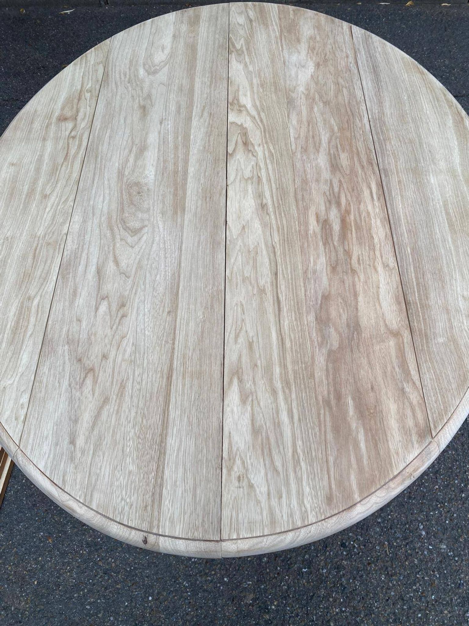 Renovated Louis Philippe round extendable dining table with flaps and 3 extensions.