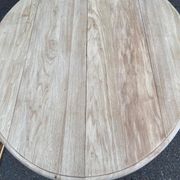 Renovated Louis Philippe round extendable dining table with flaps and 3 extensions.