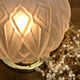 Vintage art deco globe table lamp in frosted glass