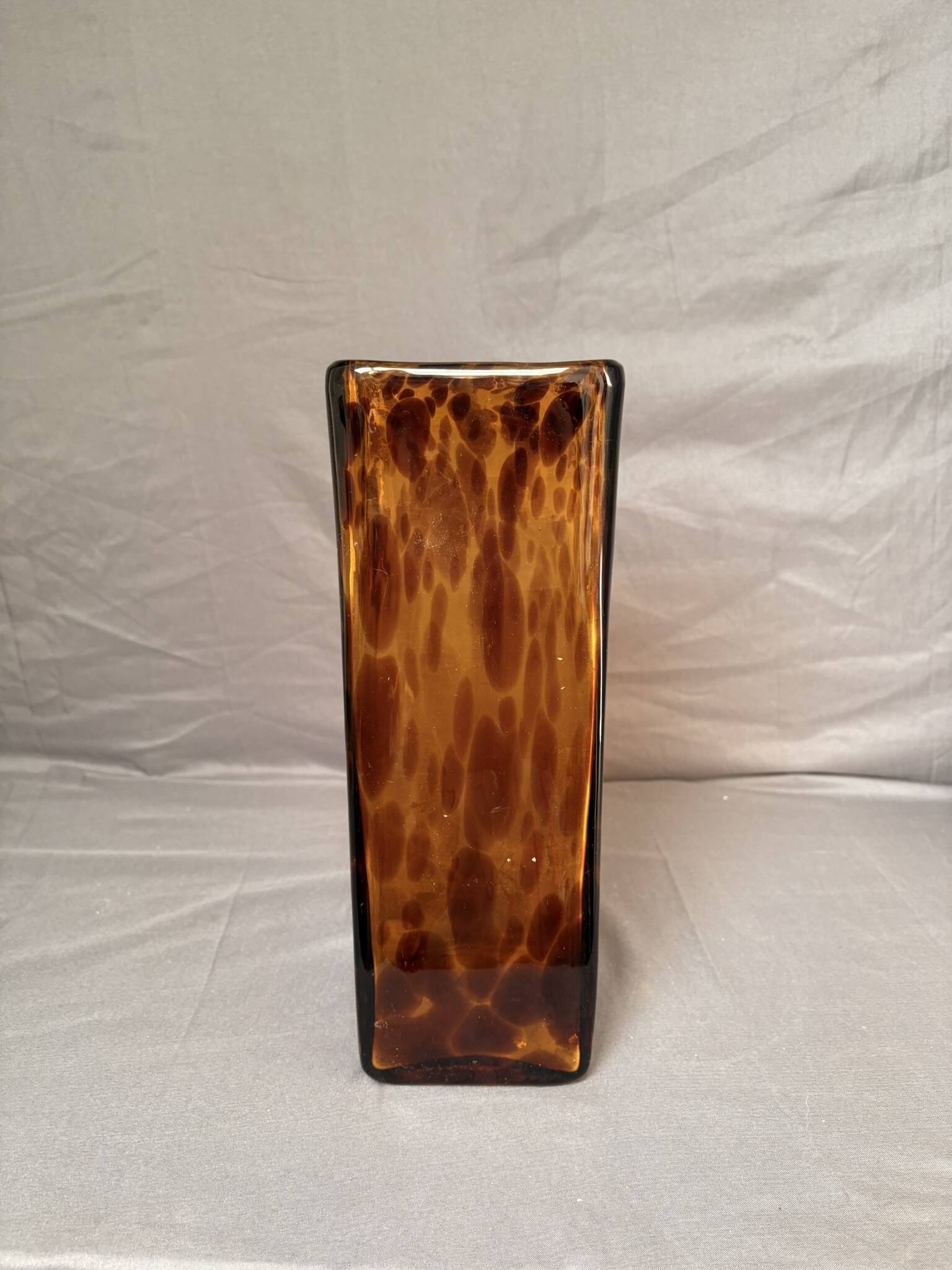 Vintage Italian Glass Vase Leopard Turtle Shell Mid Century