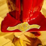 Double ceramic candle holder burgundy gilded