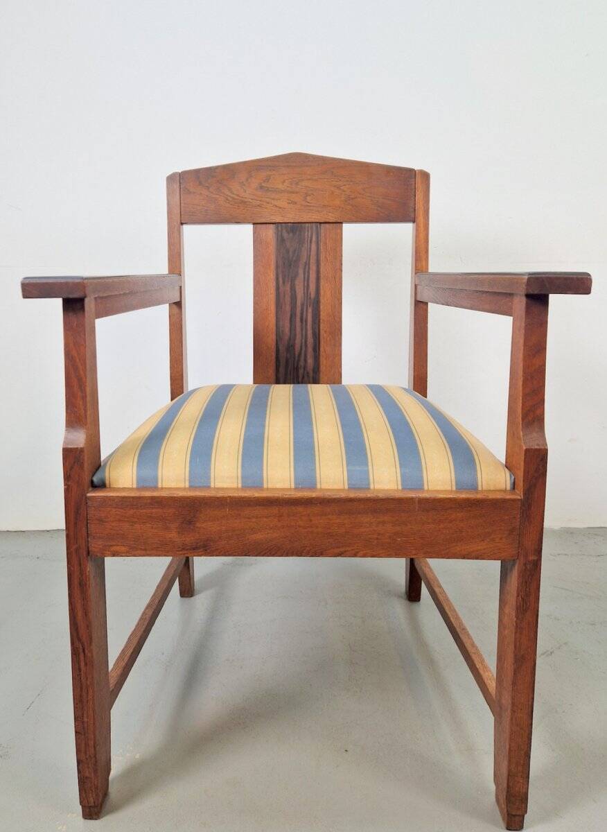 Art Deco Haagse School Armchairs in Oak and Ebony, 1920s, Set of 2