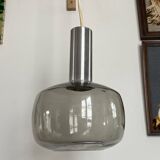 Space Age chandelier, smoked glass and chrome, seventies