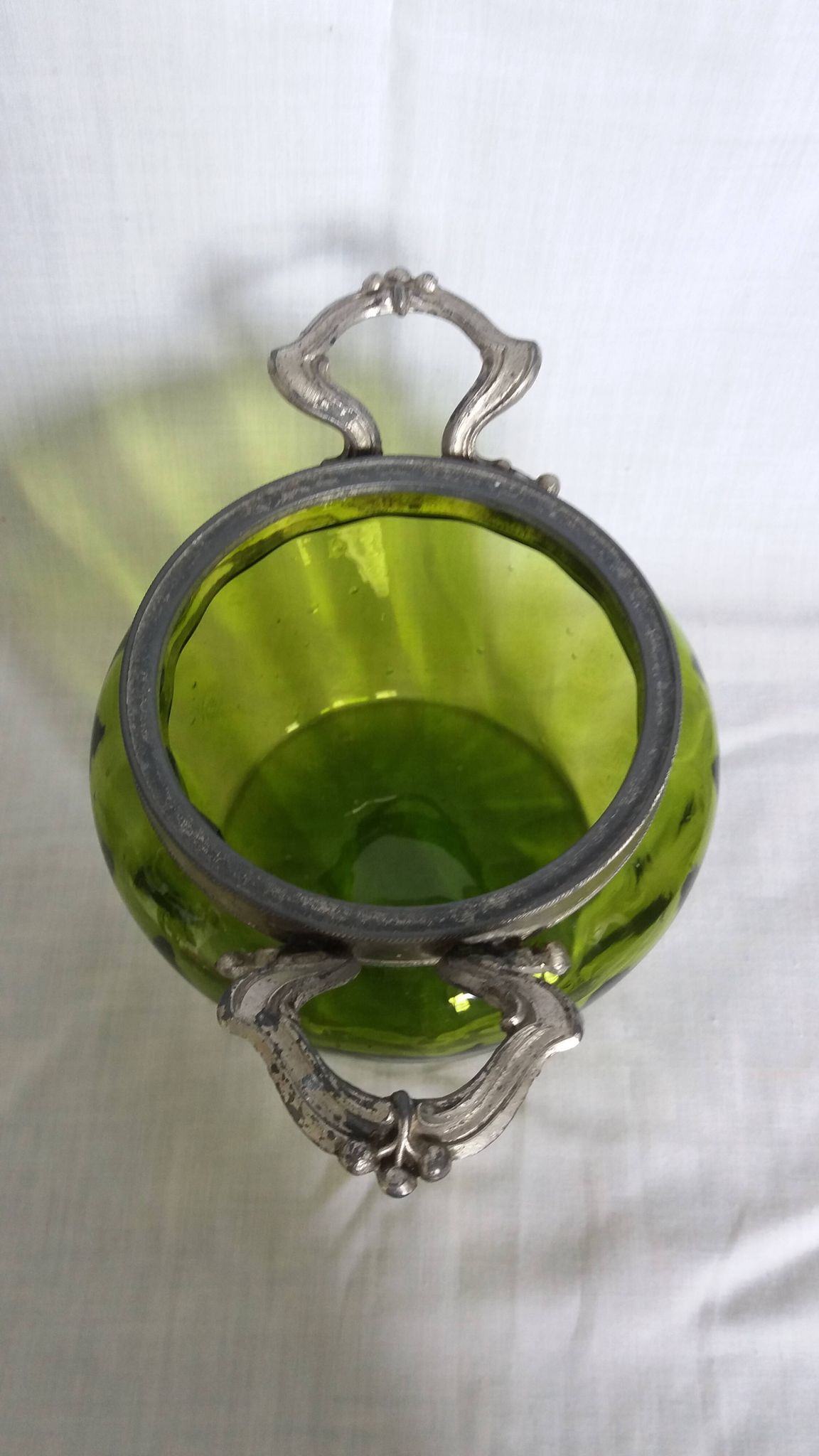 Napoleon III Art Nouveau glass and silver-plated biscuit jar