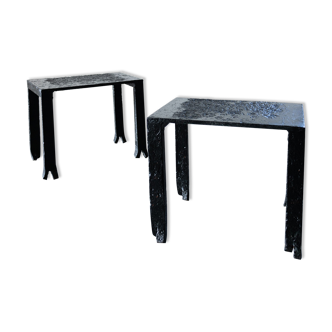 Brutalist wrought iron sofa end