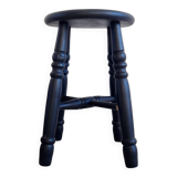 Antique black wooden stool, renovated