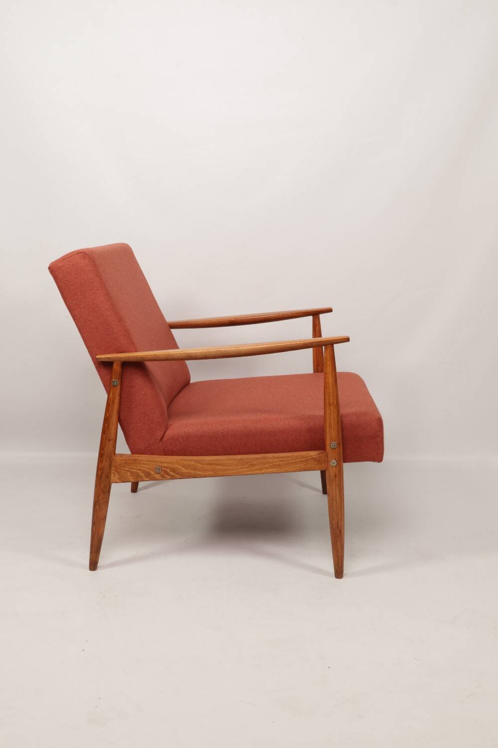 Scandinavian armchair in terracotta wool, 1970