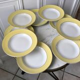 Lot of 9 pastel yellow hollow plates st amand textured 50s-60s