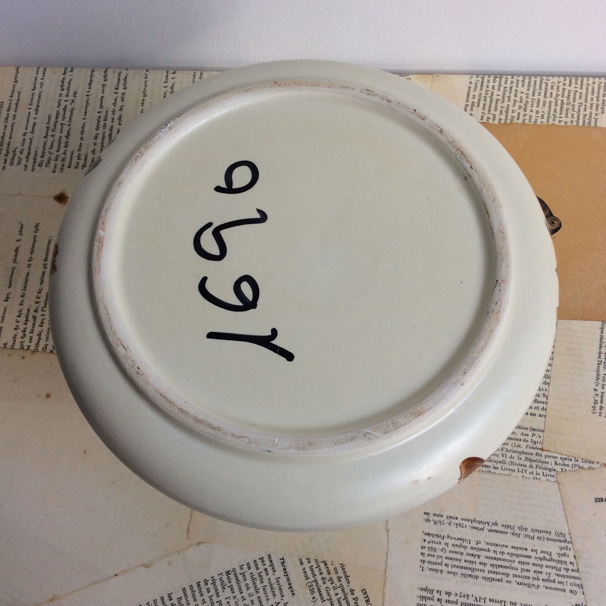 Vintage vase faience sparrow bird signed arnaldo italian ceramic