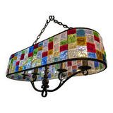 Large Italian Multi-Colored Hammered Crystal and Wrought Iron Chandelier