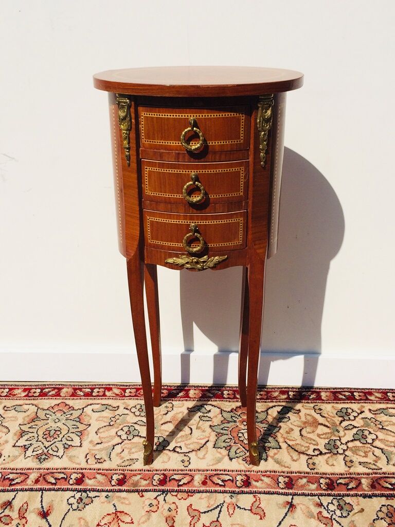 Console - table pedestal table marquetry style louis xv