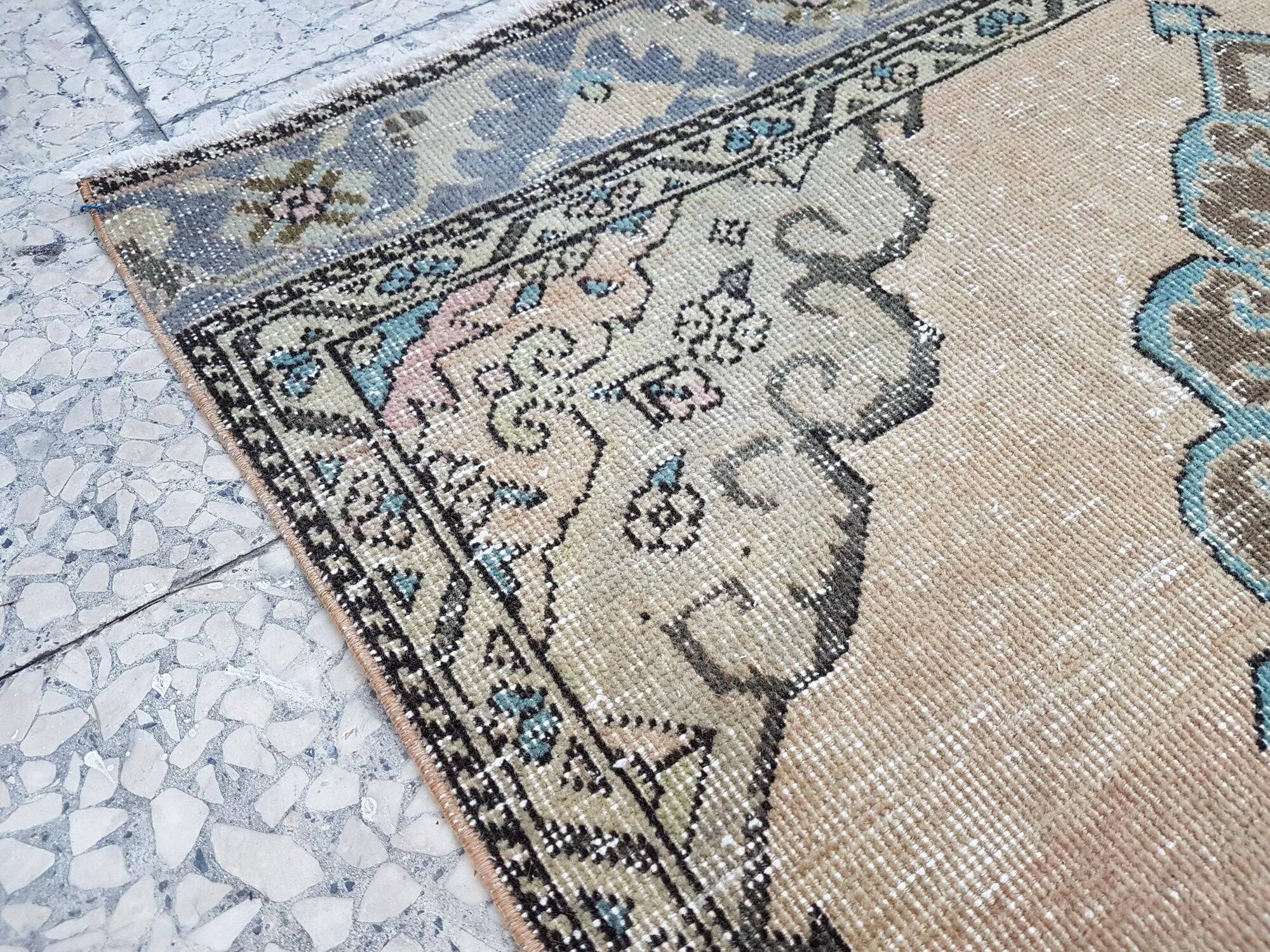 Vintage Turkish hallway rug 113x388 cm