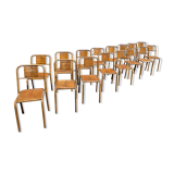 Set of sixteen industrial metal chairs from the 1960s