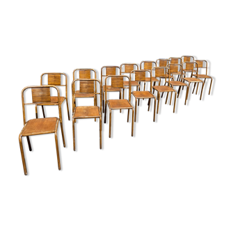Set of sixteen industrial metal chairs from the 1960s