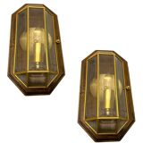 Wooden Brass Sconces Set of 2