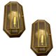 Wooden Brass Sconces Set of 2