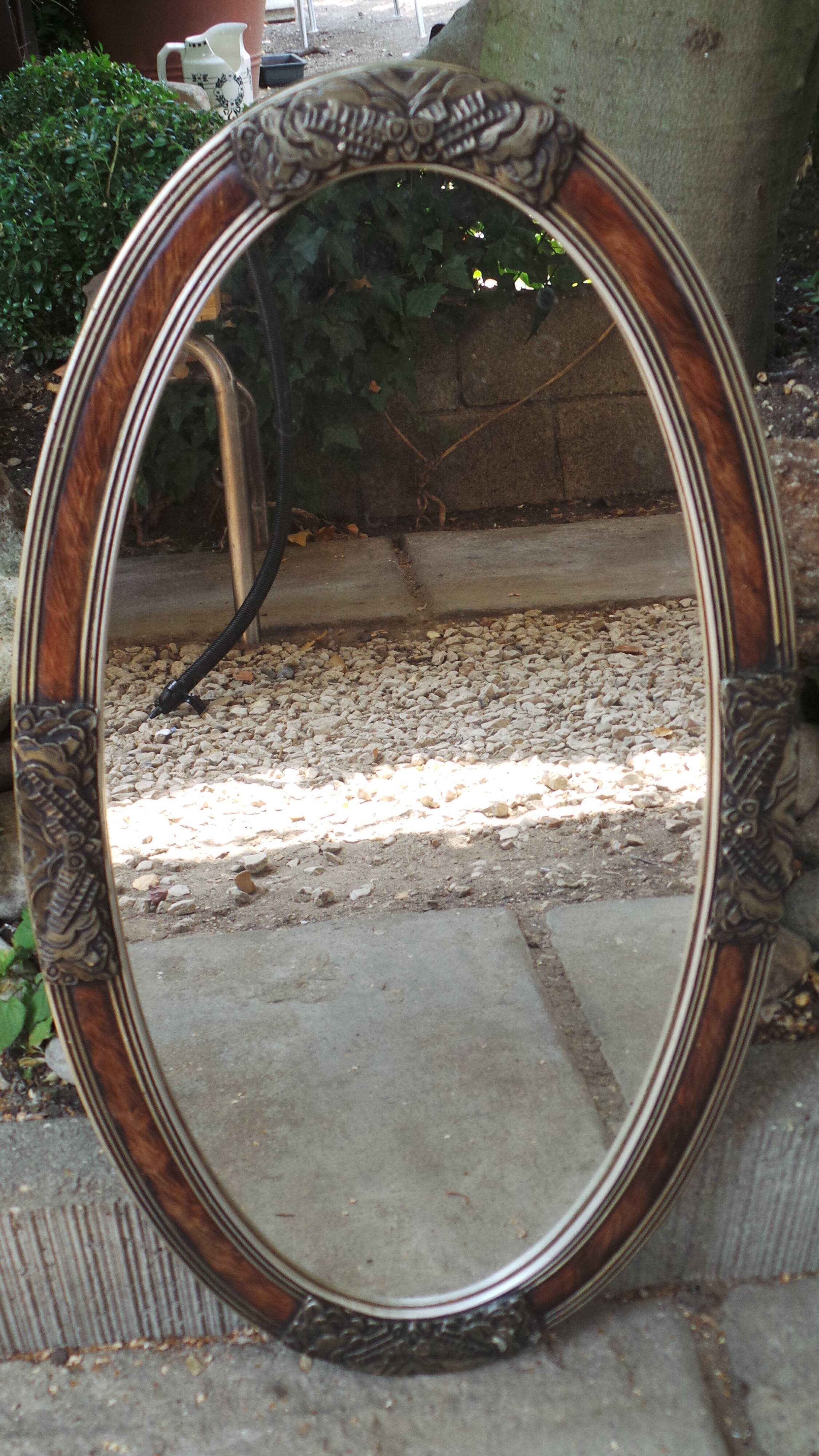 Mirror oval art deco 36x66cm
