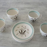 4 Old Cups & Saucers ALFRED MEAKIN England – Hedgerow