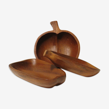 Set of 3 teak bowls from the 1970s