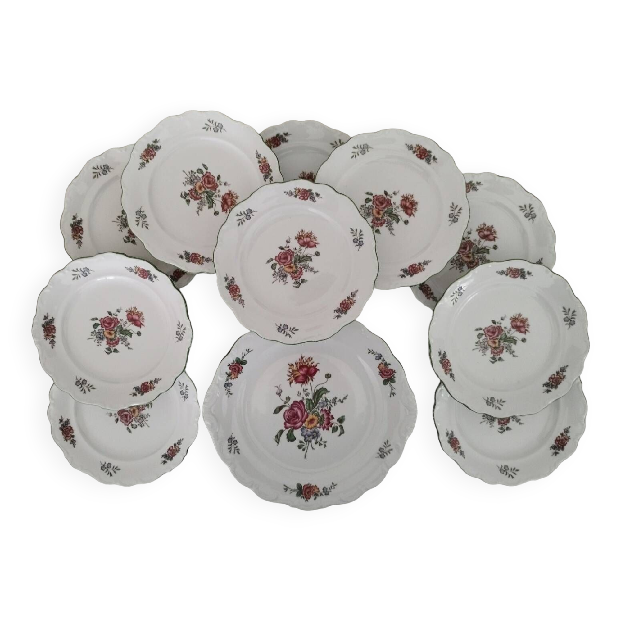 Service cake dessert dish and plates euro porcelain old colmar model