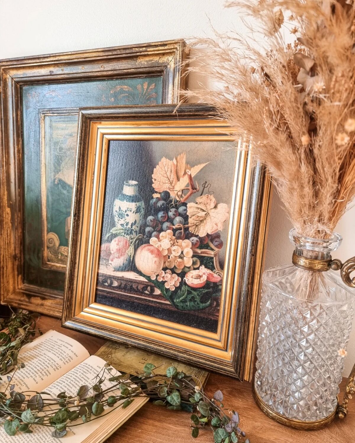 Still life reproduction with golden frame