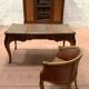Louis XV style desk set in mahogany and burr walnut