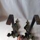 Chenet ancien bronze paire cheminée porte buches