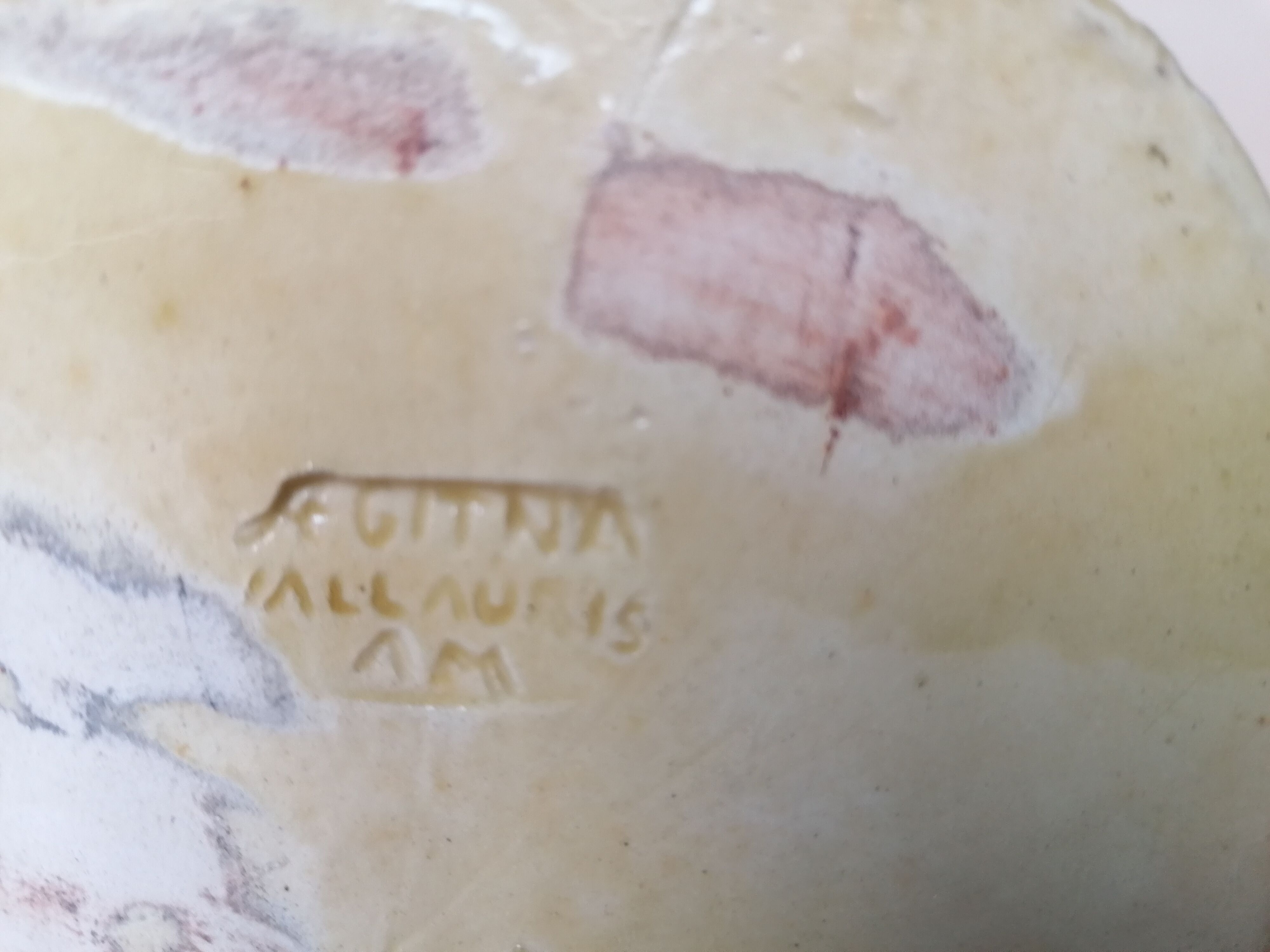 Vallauris gargoulette jug signed Aegitna