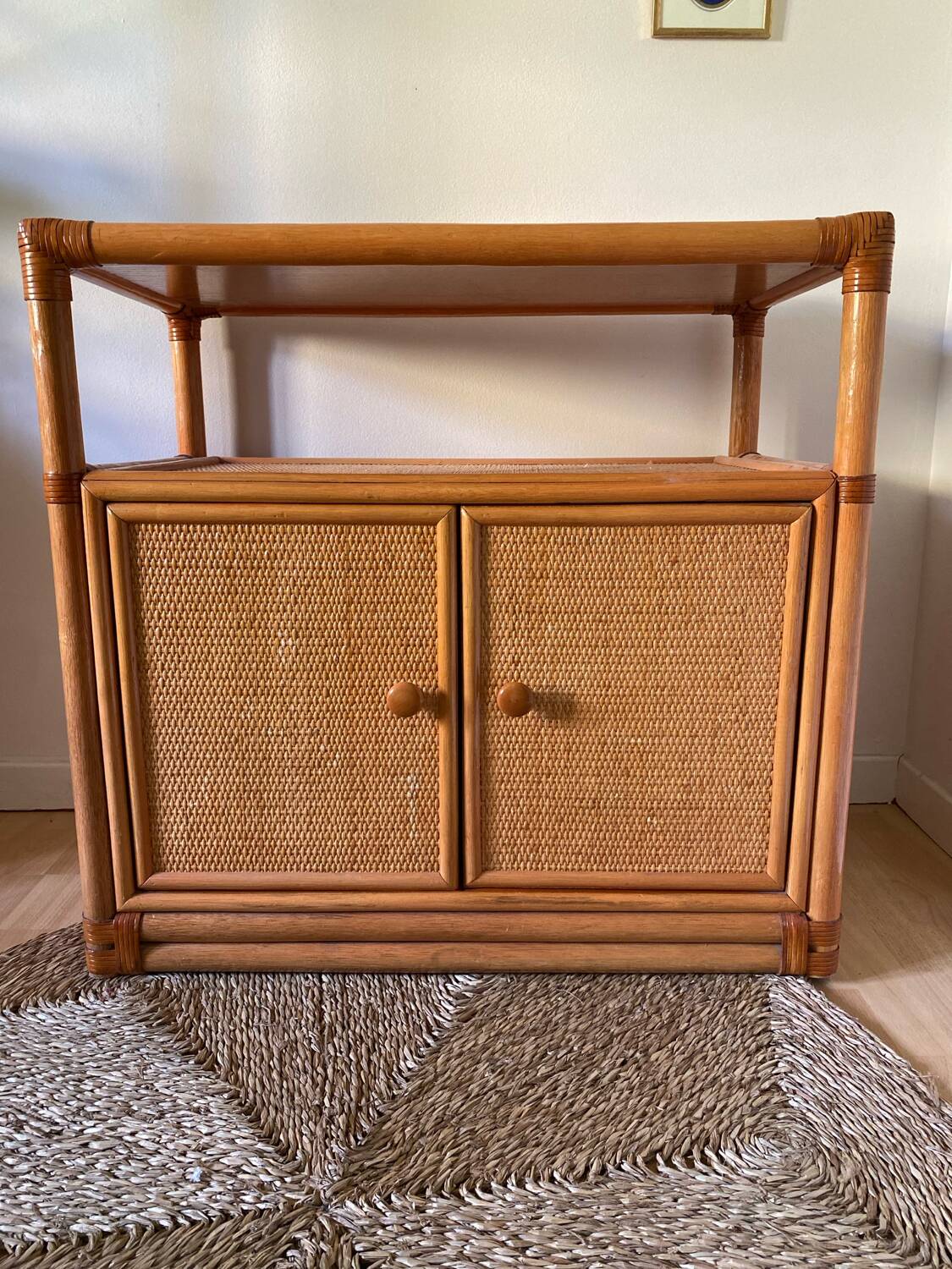 Vintage rattan and cane sideboard