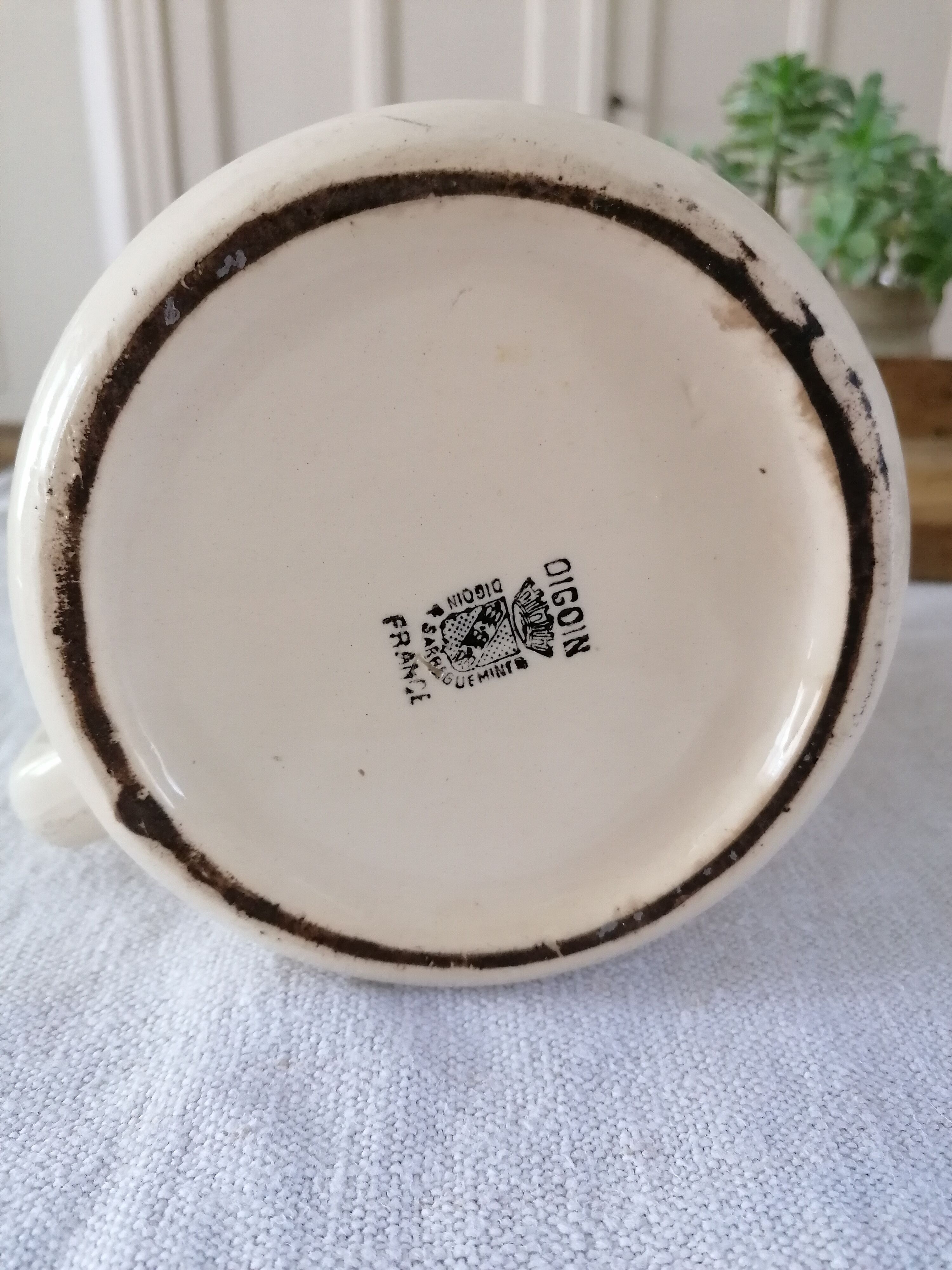 Digoin Sarreguemines earthenware pitcher