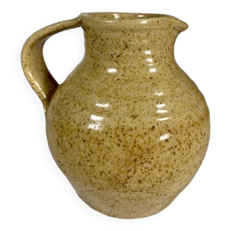 Turned and glazed stoneware wine pitcher