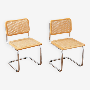 2 chaises Cesca B32 Marcel Breuer - Cannage assises refait