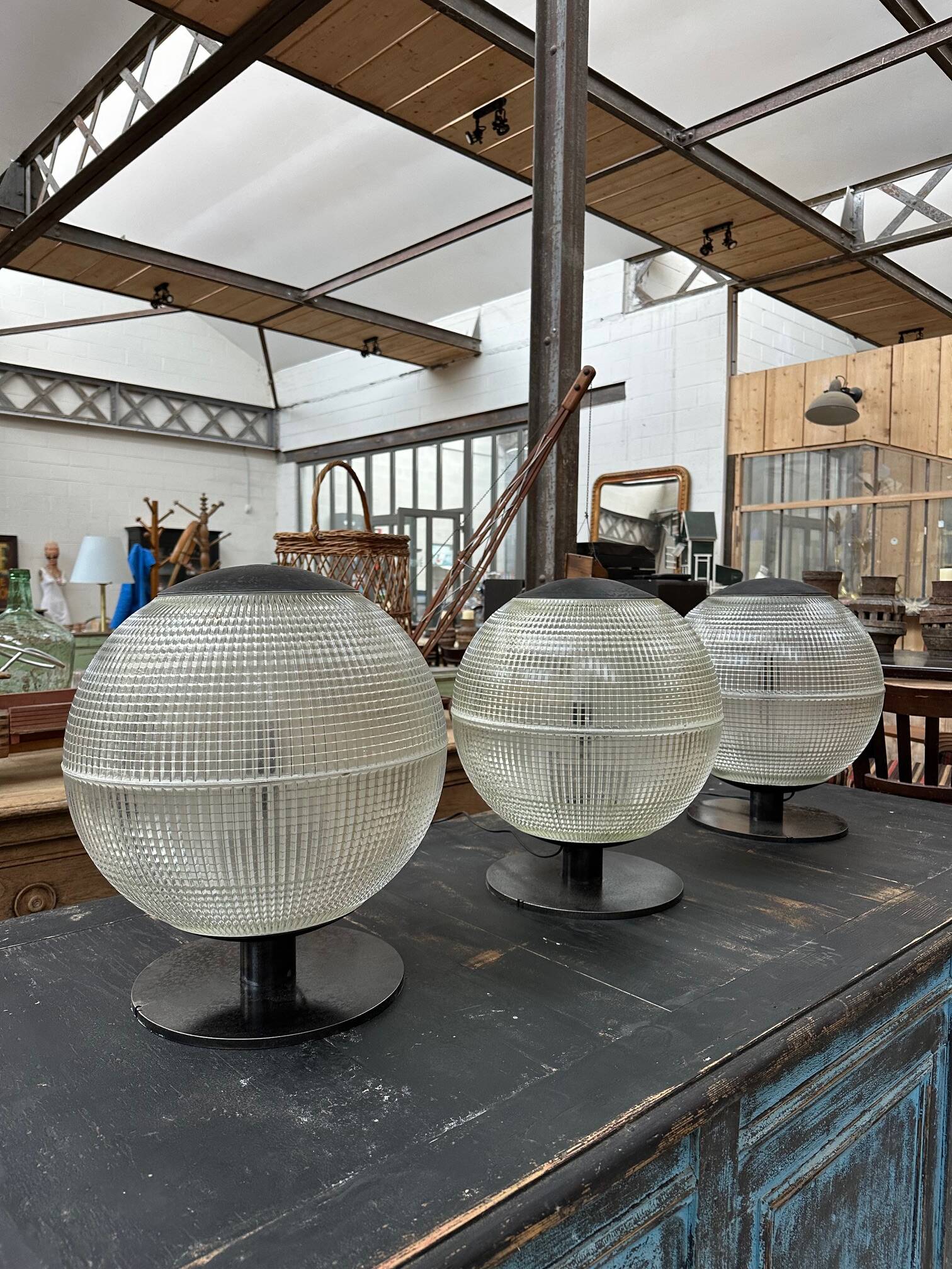 Suite of 3 70s holophanes