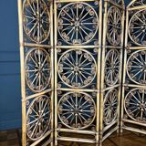 4-leaf screen in rattan and bamboo from the 70s - 20th