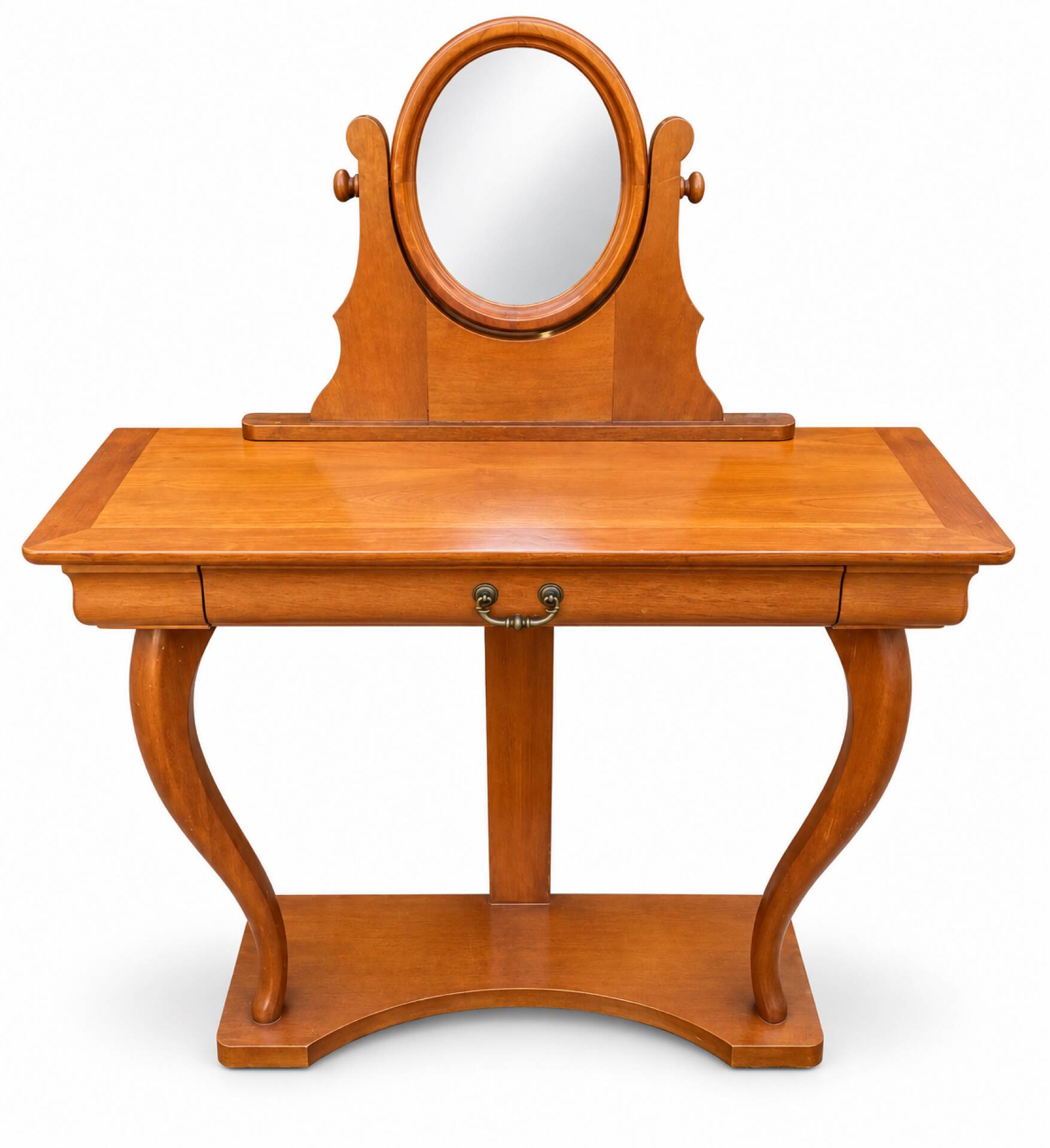 Coiffeuse Console en merisier avec miroir ovale orientable