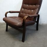 Fauteuil en cuir du milieu du siècle