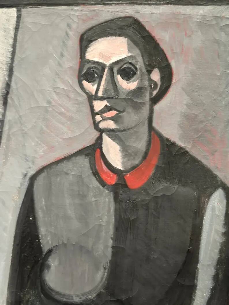Large Original Swedish Oil on Canvas – "Portrait of Mme S" by Axel Ekelund – Signed – Vintage and Framed – 89 × 67 cm (35" × 26.4")