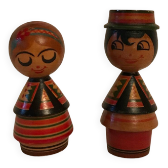Wooden dolls traditional couple man woman Ukraine
