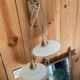 Pair of lace-edged opaline portable lamps with cord wire