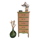 Chiffonnier vert herbarium et bois brut