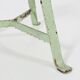 Industrial green painted stool with steel base and wooden top, France 1930s