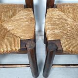 4 brutalist straw chairs