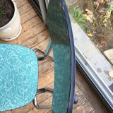 Formica vintage green table and opaline - 6 matching chairs