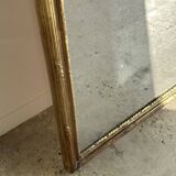 Large gilded mirror 19th century rounded corners mercury glass Louis XVI style